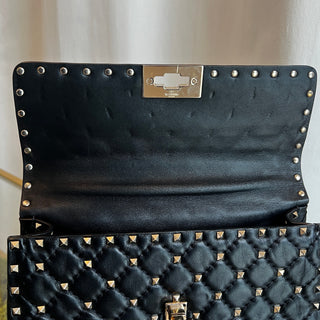 VALENTINO Black Lambskin Rockstuds Two-way  Handbag