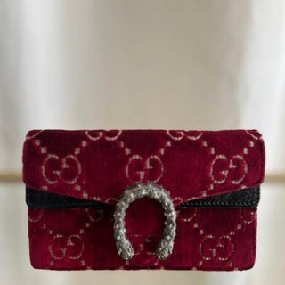 GUCCI Red Velvet Super Mini Dionysus Shoulder Bag