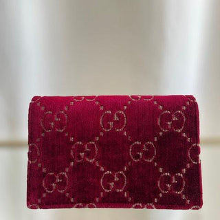 GUCCI Red Velvet Super Mini Dionysus Shoulder Bag