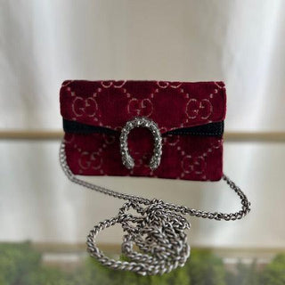 GUCCI Red Velvet Super Mini Dionysus Shoulder Bag