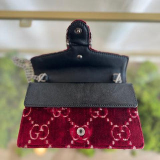 GUCCI Red Velvet Super Mini Dionysus Shoulder Bag