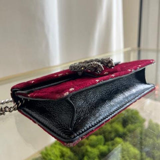 GUCCI Red Velvet Super Mini Dionysus Shoulder Bag