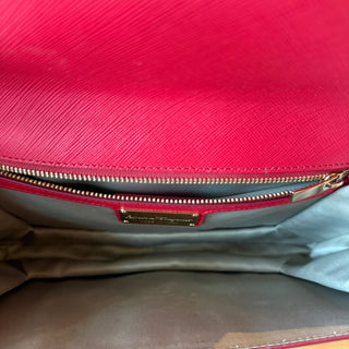 FERRAGAMO Saffiano Leather Bow Ginny Chain Shoulder Bag
