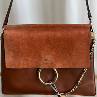 CHLOE Brown Leather/Suede Faye Shoulder Bag