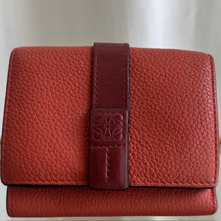 LOEWE Rusty Orange Leather Anagram Tri-fold Wallet