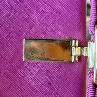 SALVATORE FERRAGAMO Vara Bow Purple Hammered Calfskin Leather Long Flap Wallet
