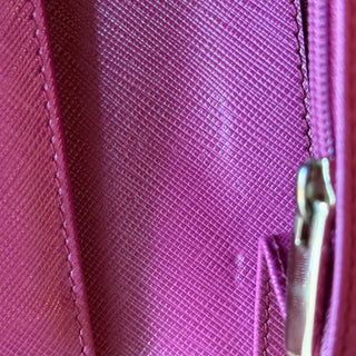 SALVATORE FERRAGAMO Vara Bow Purple Hammered Calfskin Leather Long Flap Wallet