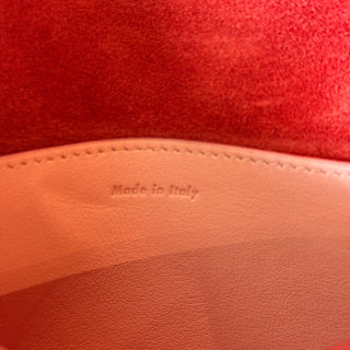 CELINE Red Grained Shiny Calfskin Strap Clutch