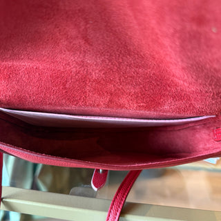 CELINE Red Grained Shiny Calfskin Strap Clutch