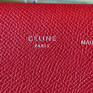 CELINE Red Grained Shiny Calfskin Strap Clutch
