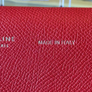 CELINE Red Grained Shiny Calfskin Strap Clutch