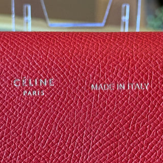 CELINE Red Grained Shiny Calfskin Strap Clutch