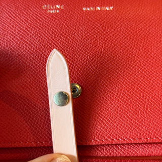 CELINE Red Grained Shiny Calfskin Strap Clutch