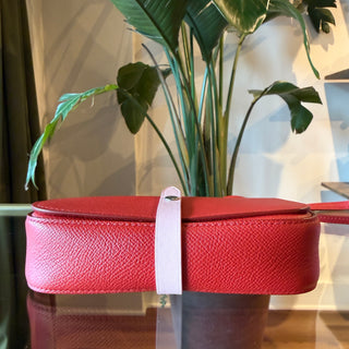 CELINE Red Grained Shiny Calfskin Strap Clutch