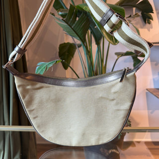 GUCCI Vintage Web Half Moon Gold Mesh Hobo Bag
