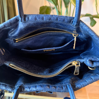 MIU MIU Matelassé Blue Nappa Leather Tote