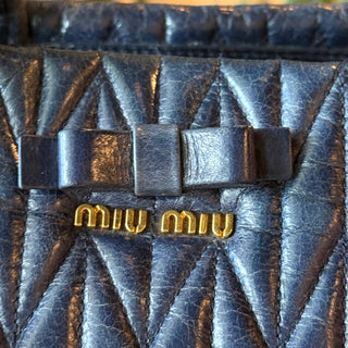 MIU MIU Matelassé Blue Nappa Leather Tote