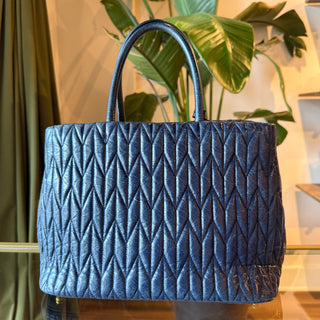 MIU MIU Matelassé Blue Nappa Leather Tote