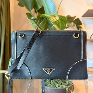 PRADA Black Saffiano Leather Shoulder Bag