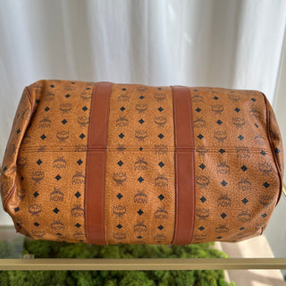 MCM Brown Visetos Leather Boston bag