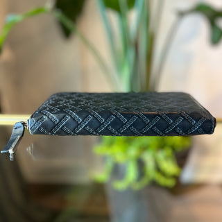 VERSACE Greca Embossed Long Zip Around Wallet