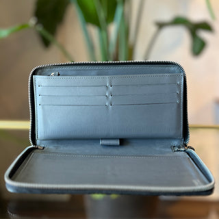 VERSACE Greca Embossed Long Zip Around Wallet