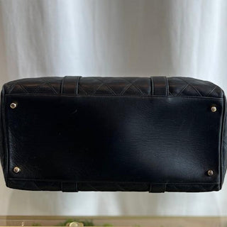 CHANEL Black Lambksin Leather Mattelasse Boston Bag