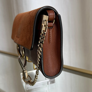 CHLOE Brown Calfskin and Suede Leather Faye Small Crossbody