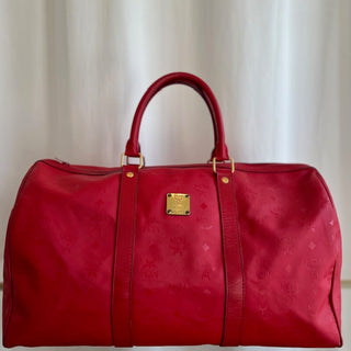 MCM Red Nylon Visetos Boston bag