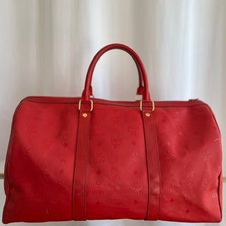 MCM Red Nylon Visetos Boston bag