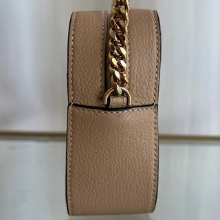 VERSACE Beige Leather Virtus Shoulder Bag