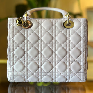 CHRISTIAN DIOR Lady Dior Lilac Cannage Medium Shoulder Bag