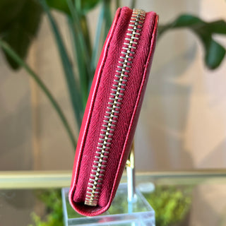 PRADA Red Saffiano Zippy Wallet