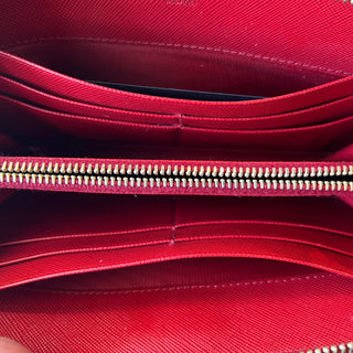 PRADA Red Saffiano Zippy Wallet