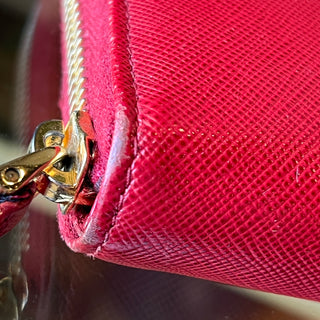 PRADA Red Saffiano Zippy Wallet