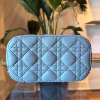 CHRISTIAN DIOR DiorTravel Small Gray Lambskin Leather Vanity Top Handle Bag