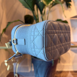 CHRISTIAN DIOR DiorTravel Small Gray Lambskin Leather Vanity Top Handle Bag