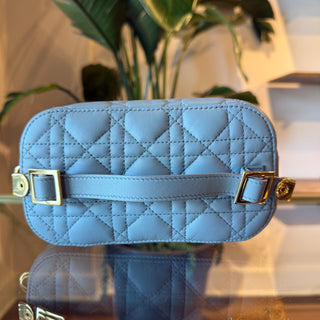 CHRISTIAN DIOR DiorTravel Small Gray Lambskin Leather Vanity Top Handle Bag