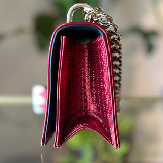 DIOR Red Metallic Microcannage Diorama Small Flap Shoulder Bag