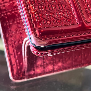 DIOR Red Metallic Microcannage Diorama Small Flap Shoulder Bag