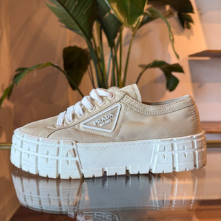 PRADA Wheel Gabardine Platform Sneakers Beige  39