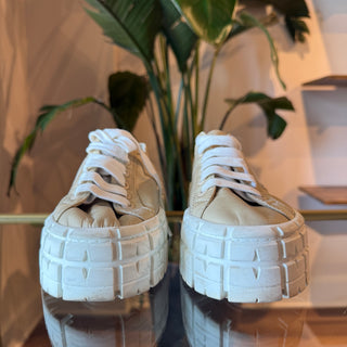 PRADA Wheel Gabardine Platform Sneakers Beige  39