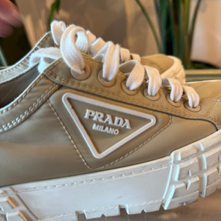 PRADA Wheel Gabardine Platform Sneakers Beige  39