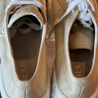 PRADA Wheel Gabardine Platform Sneakers Beige  39