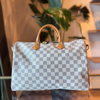 LOUIS VUITTON Speedy Bandouliere 35 Damier Azur Canvas Satchel