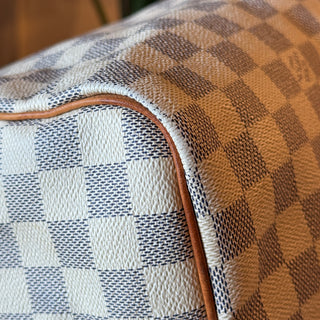 LOUIS VUITTON Speedy Bandouliere 35 Damier Azur Canvas Satchel