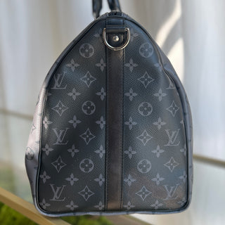 LOUIS VUITTON Monogram Eclipse Coated Canvas Keepall Bandouliere 50