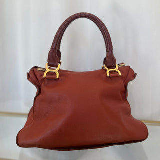 CHLOE Marcie Medium Terracotta Red Grained Calfskin Shoulder Bag