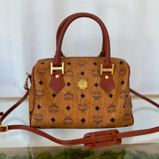 MCM Cognac Visetos Two Way Satchel