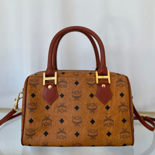 MCM Cognac Visetos Two Way Satchel